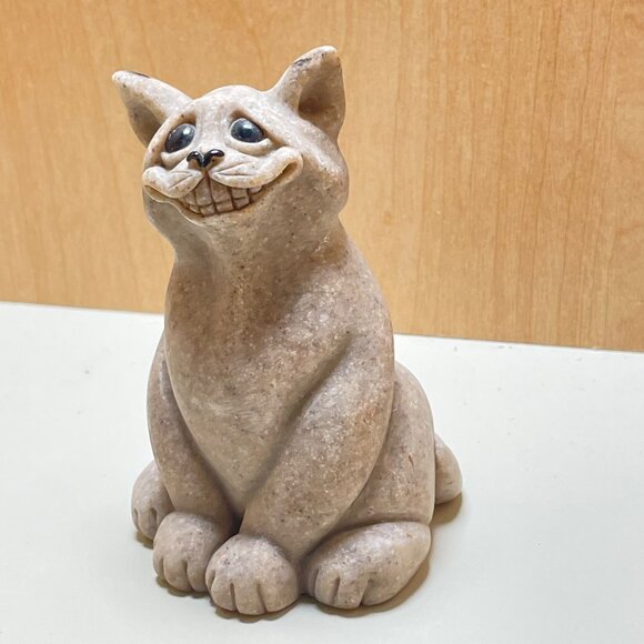 Adorable Quarry Critters Cat “Chico” 2000 Figurine Second Nature Design Big Smil - Picture 2 of 11